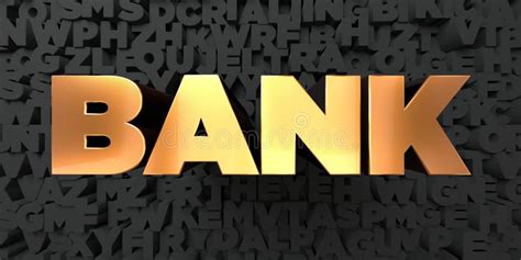 Bank Gold Text On Black Background 3d Rendered Royalty Free Stock