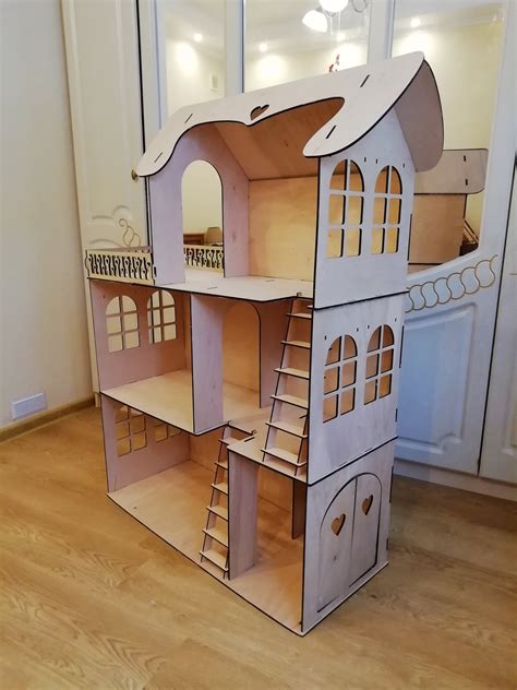 Barbie Dollhouse Kit With 3 Floors Wooden Barbie Doll House Etsy