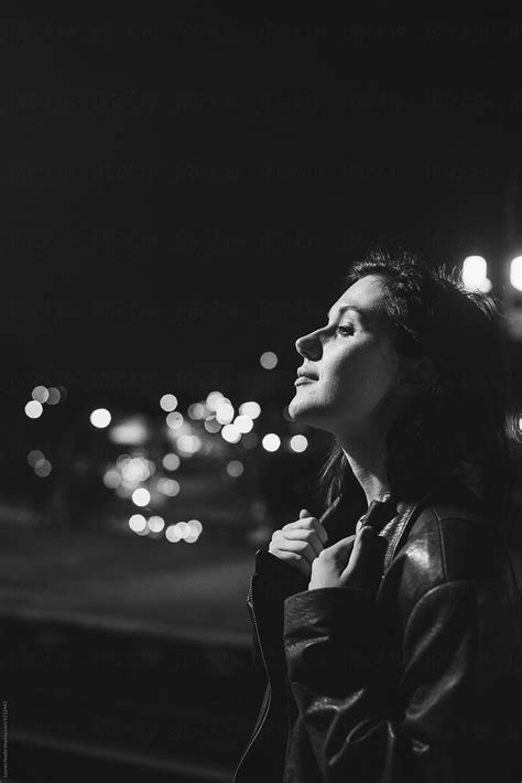 Portrait Of Beautiful Young Woman At Night By Stocksy Contributor