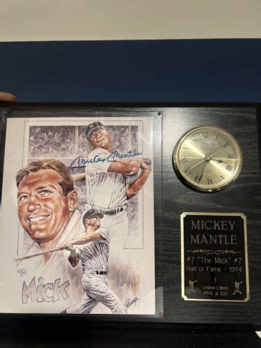 Signed Yankees Mickey Mantle 1974 Hall Of Fame Limited Edition Plaque