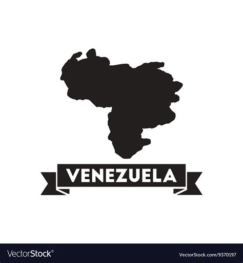 Flat Icon In Black And White Map Venezuela Vector Image