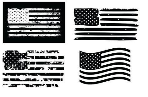 Vector American Flag Black And White At Collection Of