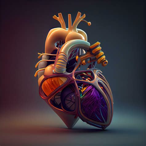 Human Heart Anatomy On A Dark Background 3d Render Illustration