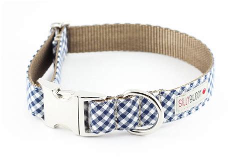 Navy Blue Gingham Dog Collar Etsy