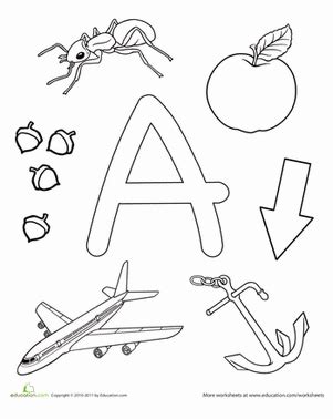 Free alphabet coloring pages , letter printables, cute animal images for coloring the alphabet, and colour in sheets for students. Free "A is for..." Worksheet for Kids | Worksheet ...