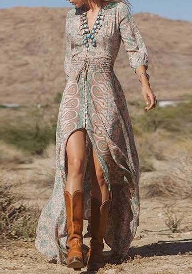 Rustic Wedding Country Chic Wedding Attire For Guests Boho Floral Dress Maxi Dress With