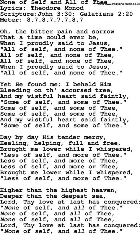 Good Old Hymns None Of Self And All Of Thee Lyrics Sheetmusic Midi Mp Audio And PDF
