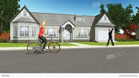 Pretty Blond Riding A Bike Animation Stock Animation 9082383