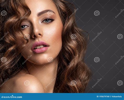 Beautiful Woman With Brown Hair Beautiful Face Of An Attractive Model