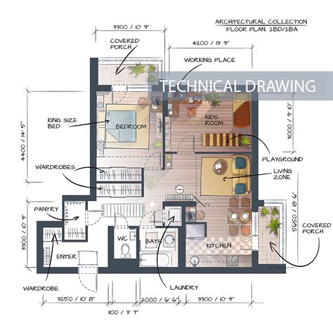 Interior Design Sketches 2d Hand Drawn Floor Plans On Behance