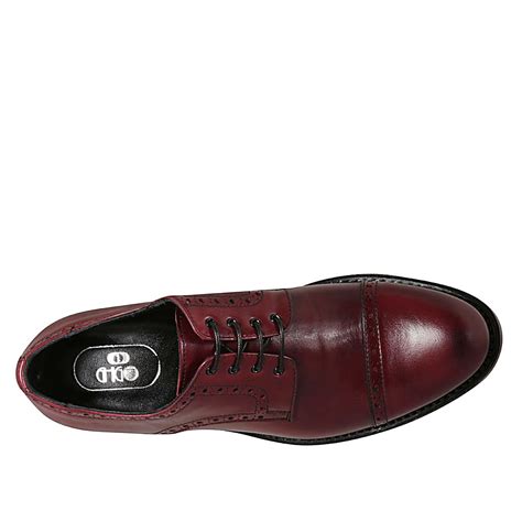 Scarpa Stringata Derby Da Uomo Con Puntale Floreale In Pelle Bordeaux