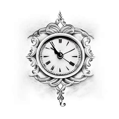 Realism Antique Clock Vines Tattoo Idea Blackink Ai
