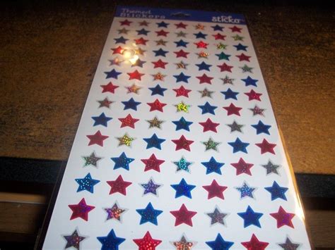 Red White And Blue Sparkly Star Stickers Star Stickers Red Stickers