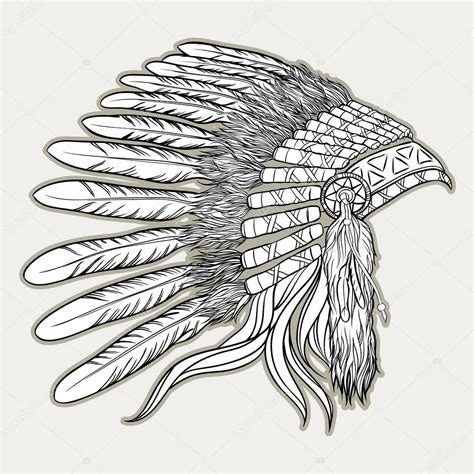 Red Indian Chief Headdress Native American Indian Chief Headdress Vector Illustration — Stock