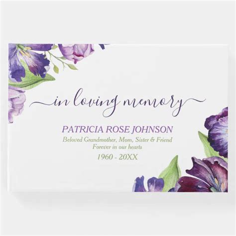 In Loving Memory Watercolor Tulips Funeral Guest Book Zazzle