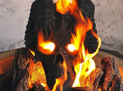 These skulls start looking better and better the more you use them. Myard Fireproof Demon Fire Pit Skull | Fire pit, Outdoor ...