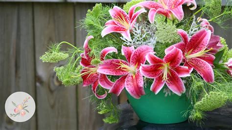 Immediately after cutting, place flowers in a bucket of water. Fresh Flower Arrangement: Stargazer Lily Low Centerpiece ...