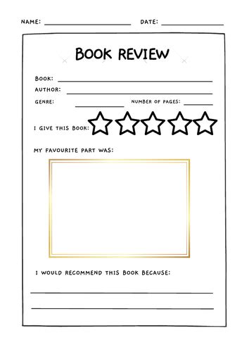 Book Review Template Teaching Resources