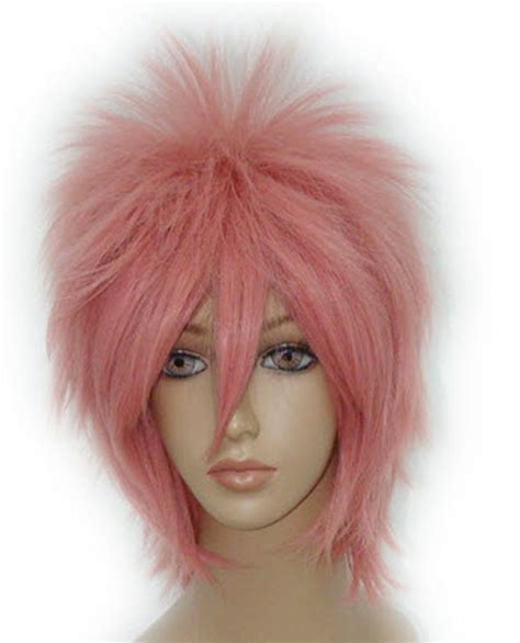 smile cosplay anime wig fairy tail shima renzou short straight 32cm short cosplay pink short wig