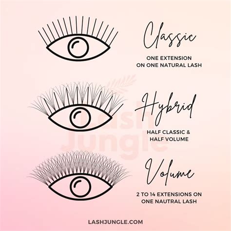 three different types of eyelash extensions explained share this with your clients to help them