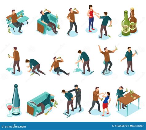 Danger Of Alcoholism Infographic Drunk Alcoholic Chained Cartoon