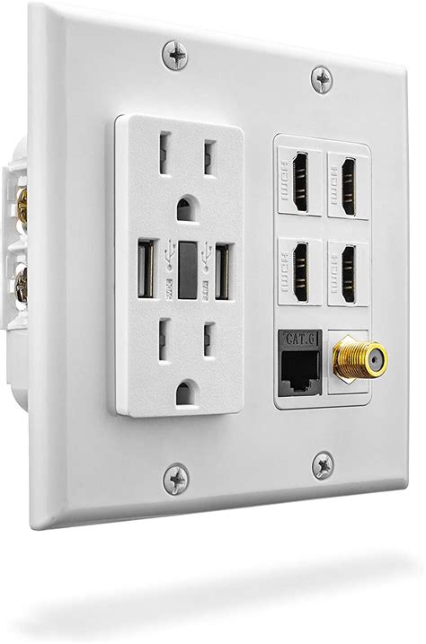 Premium Media Wall Outlet 34a Usb Wall Outlets 4 Hdmi Wall Outlet