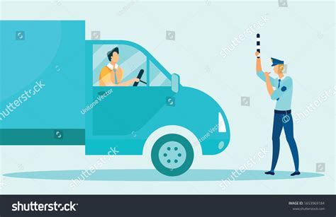 Traffic Police Officer Stops Car Blocks Stock Vector Royalty Free