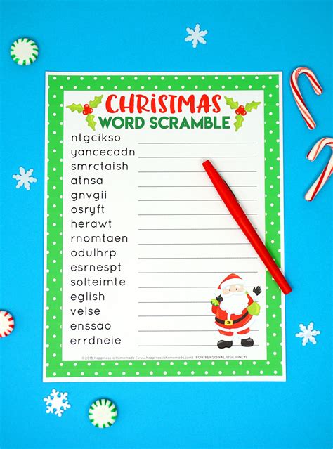 Christmas Word Scramble Printable Happiness Is Homemade Christmas