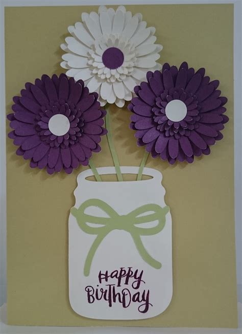 Cream flowers girlfriend birthday card. 'Happy Birthday' Purple Flower Jar | Flowers in jars ...