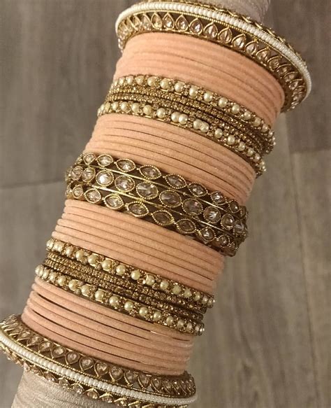 Indian Asian Jewellery On Instagram “loving This Gorgeous Peach And Antique Gold Bridal Bangle