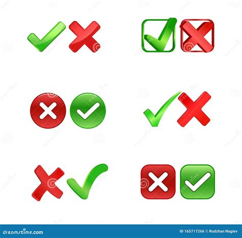 Set Of Crosses And Ticks Or Check Marks Vector Illustration