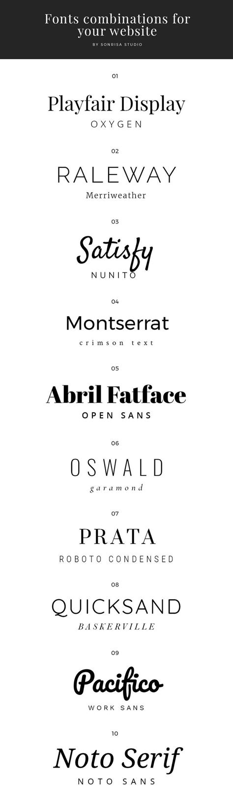 Font Combinations For Your Website Font Combinations Font Pairing Fonts