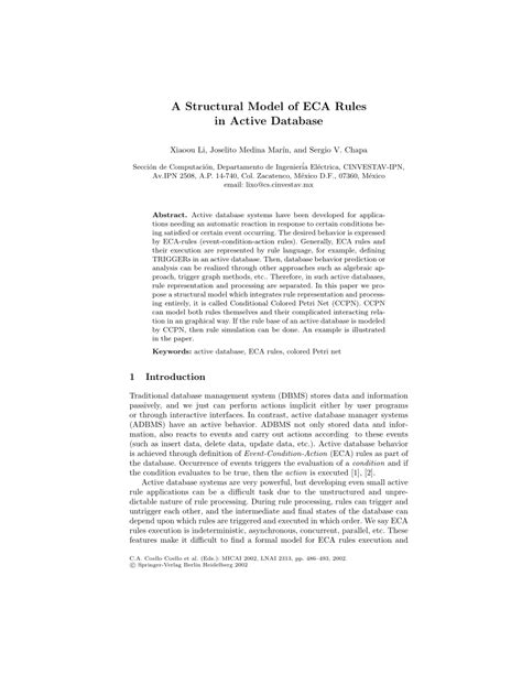 Pdf A Structural Model Of Eca Rules In Active Database