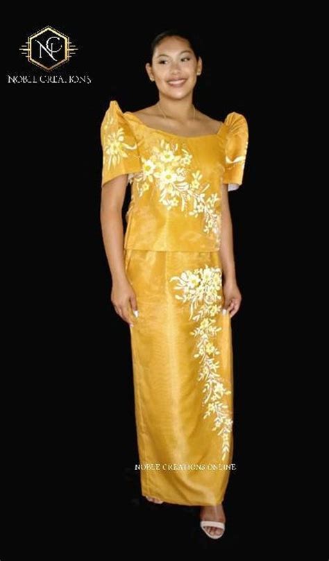 Filipiniana Dress Handpainted Mestiza Gown Philippine National Costume Maria Clara Baro At Saya