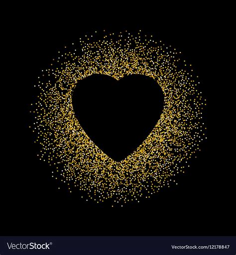 Black Abstract Background With Gold Glitter Heart Vector Image