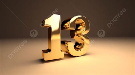 Golden Number Thirteen On A Brown Background Stock Photo 3d Gold