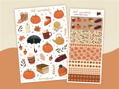Fall Autumn Themed Sticker Sheet Cute Journal Planner Etsy