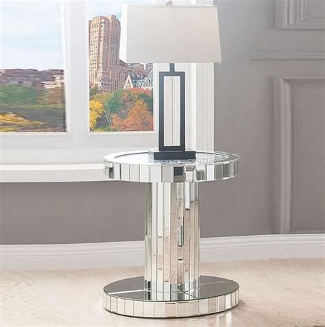 The frame is fully welded steel with all welds polished and finished with a black powder coat. Acme 80302 Mirrored End Table | Mirrored end table, End ...