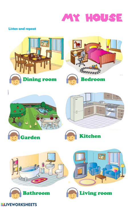 Parts Of The House Interactive Worksheet English Lessons For Kids