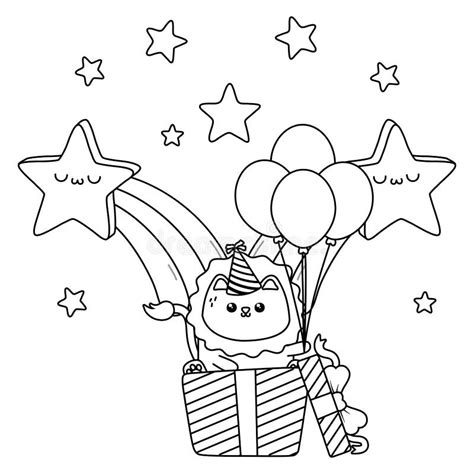 kawaii lion and happy birthday design stock vector illustration of greeting decoration 154317462