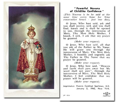 Infant Of Prague Holy Card 01 0638 Tonini Church Supply