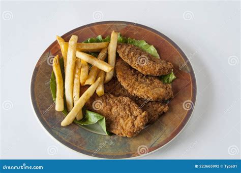 Isolated Photo Of Chicken Strips And French Fries Stock Photo Image