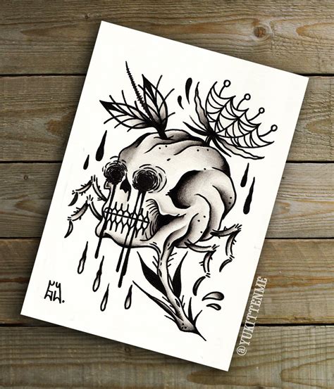 Traditional Skull Tattoo Flash