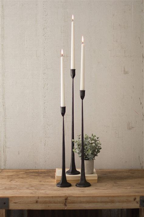 Set Of Three Tall Cast Iron Taper Candle Holders Chapin Furniture