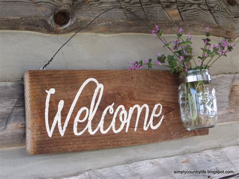 Simply Country Life Rustic Barnwood Mason Jar Welcome Sign