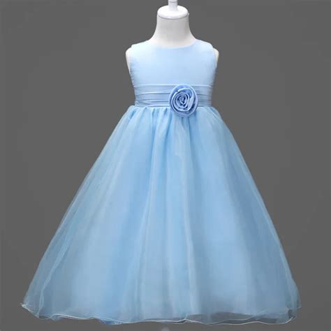 Fashion Birthday Gown For 7 Years Old Light Blue Baby Girl Wedding