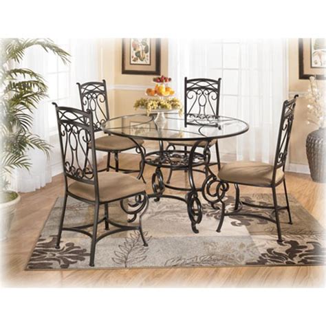 Dine in old world style with the glambrey 5 piece dining set from the glambrey dining collection by ashley furniture. D312-225 Ashley Furniture Bianca Round Glass Dining Table
