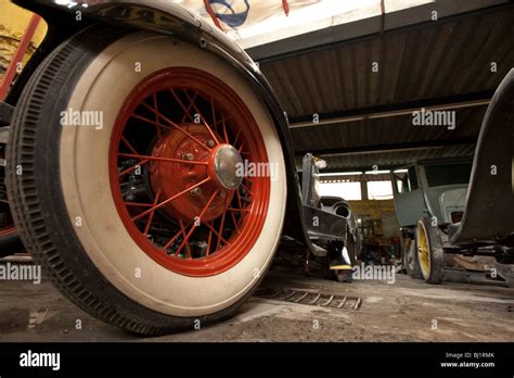Classic car restoration shop in Guadalajara, Mexico, North America