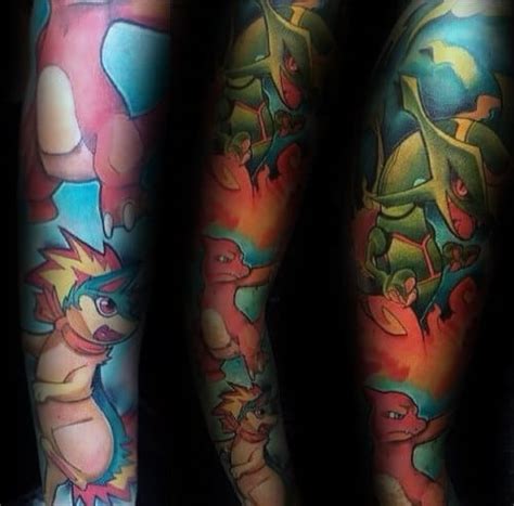 If you can't decide on just one character (because there's just too many to choose!), getting a bunch of characters is also a good idea. 80 Pokemon Tattoos For Men - Catch Cool Design Ideas
