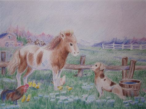 Pony And Farm Animals Drawing By Morgan Walsh